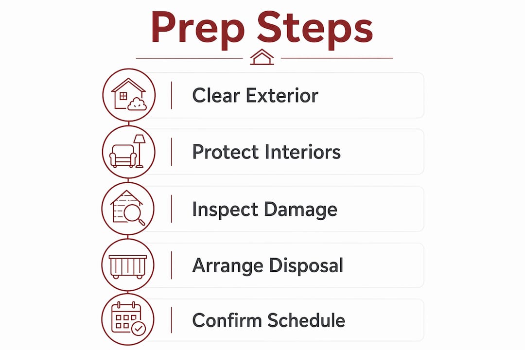 Infographic illustrating siding replacement preparation steps