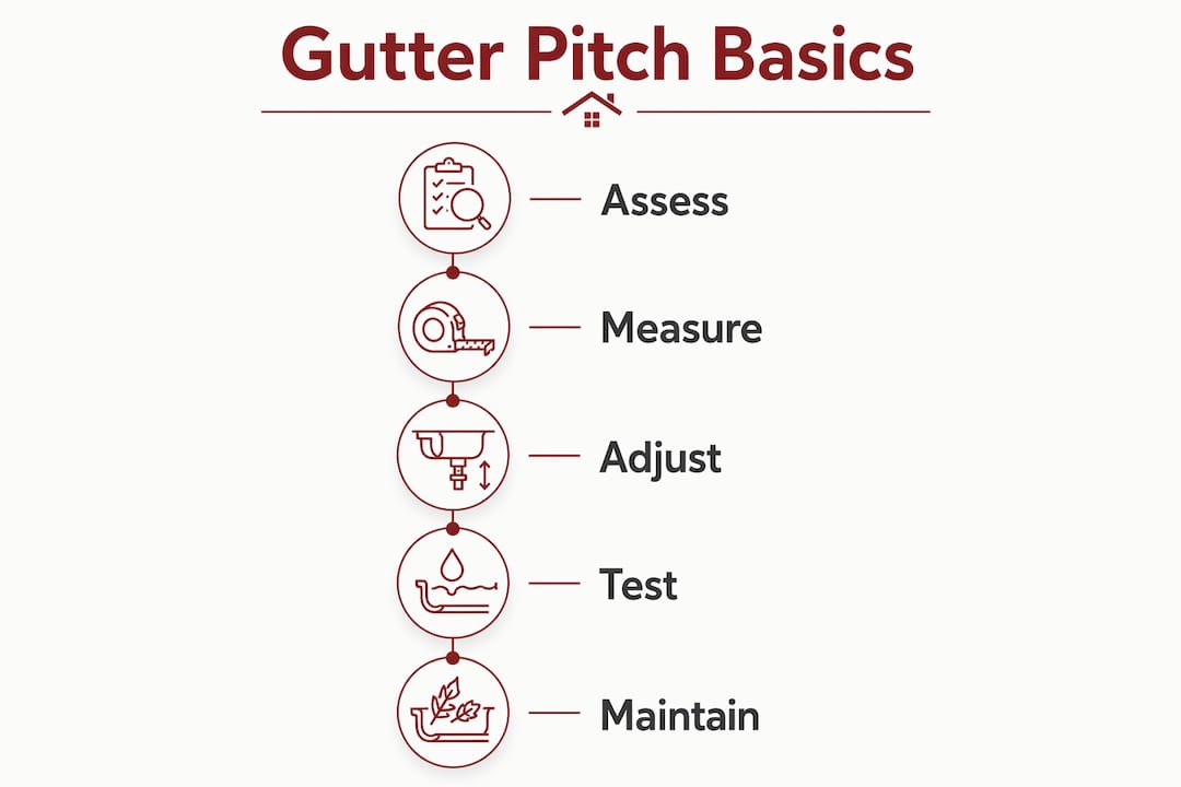 Infographic showing key steps to manage gutter pitch