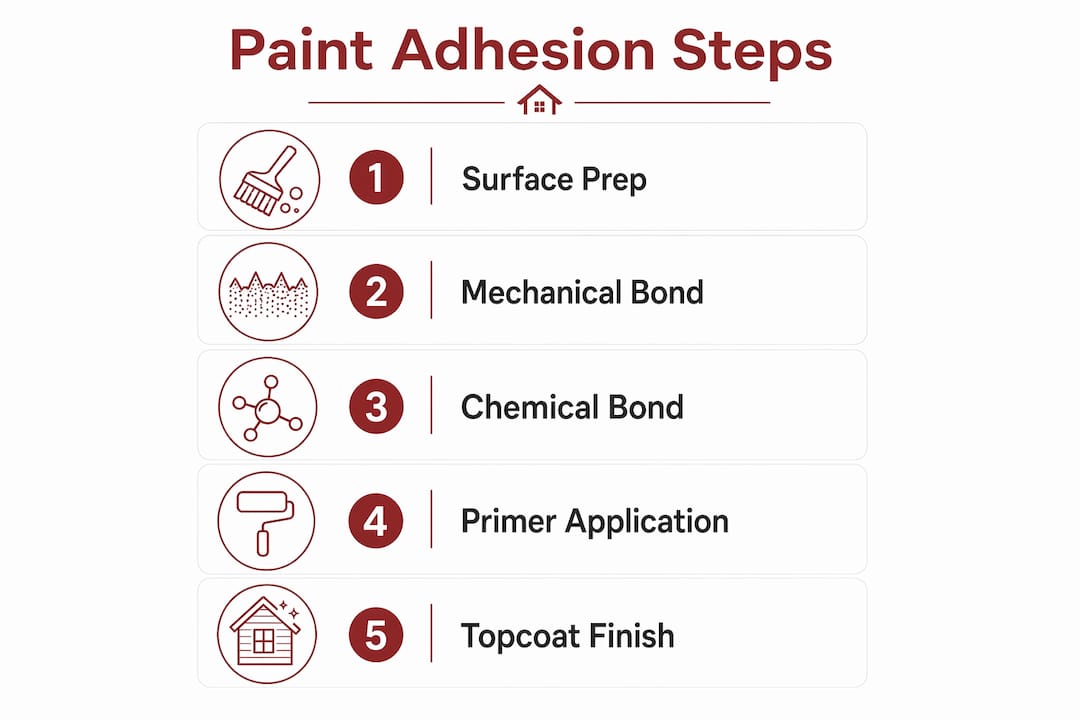 Infographic showing paint adhesion process steps