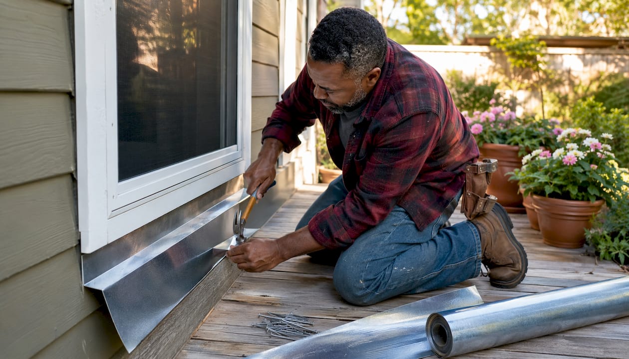 Contractor installing window flashing correctly