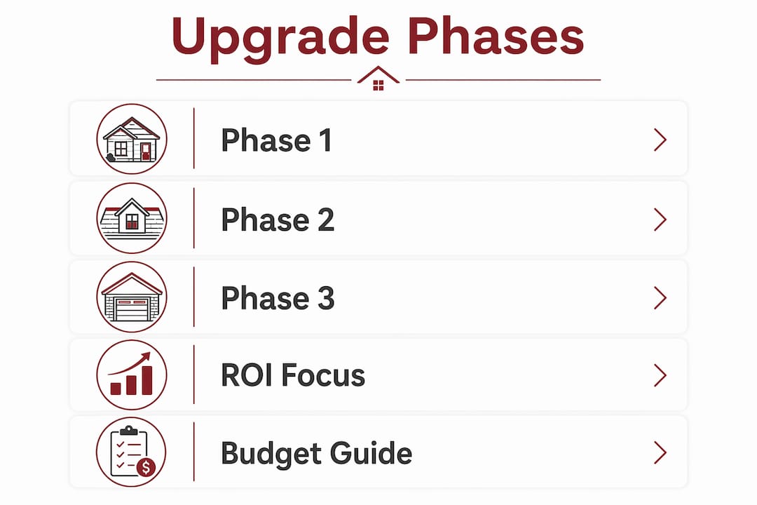 Infographic showing exterior upgrade phases and ROI