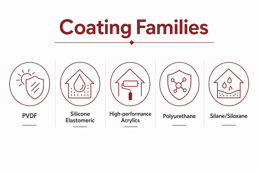Infographic showing ranked commercial exterior coating families