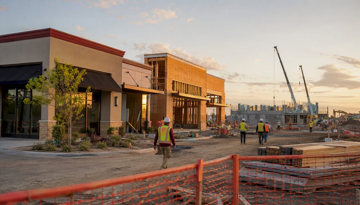 Multi-phase commercial construction site overview