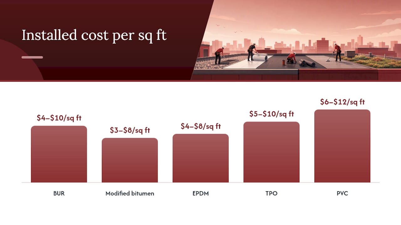 Comparison infographic of flat roof systems