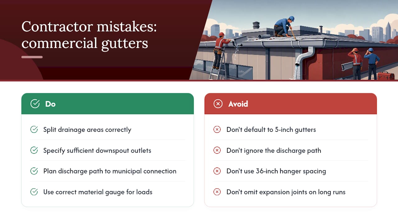 What contractors get wrong on commercial gutter jobs — overview diagram
