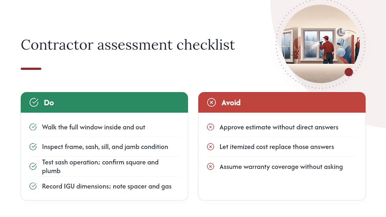 What a Contractor Checks During a Fogged-Window Assessment — overview diagram
