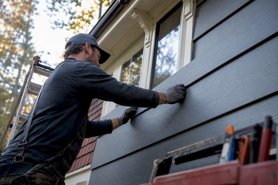 Hands installing energy-efficient siding panels