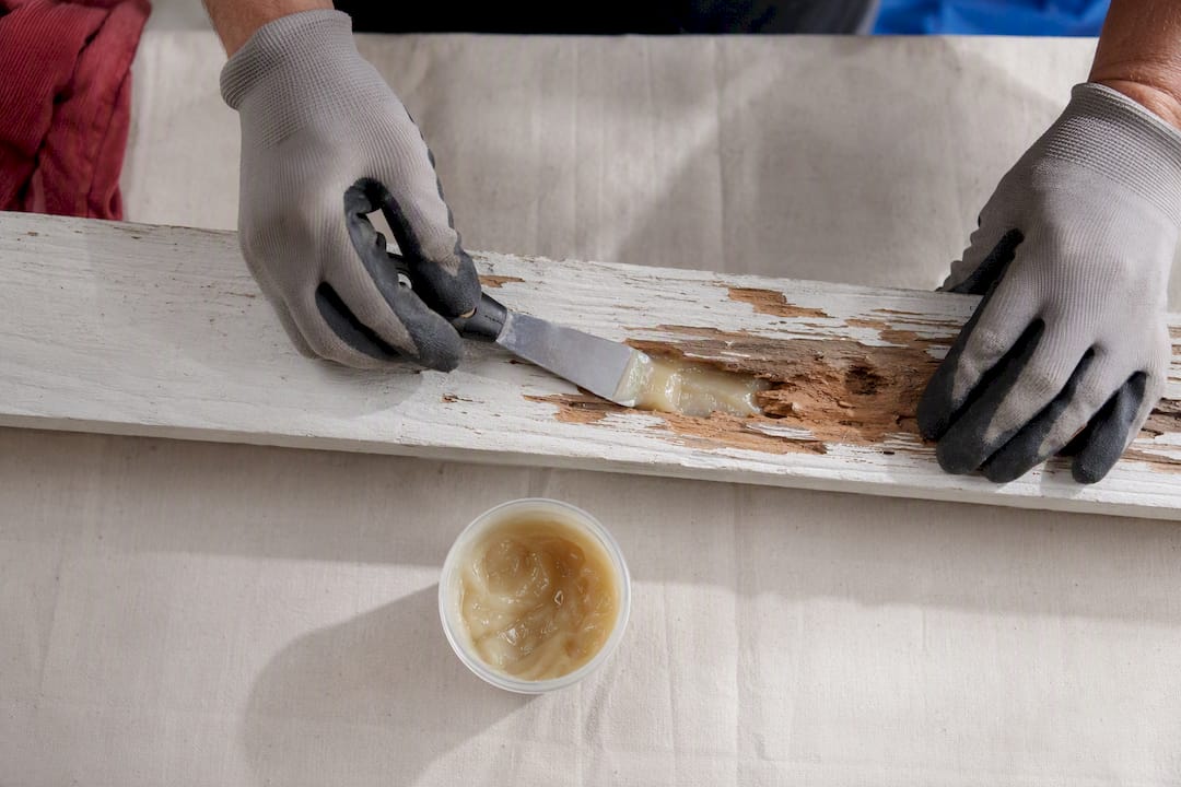 Applying epoxy to rotted fascia wood