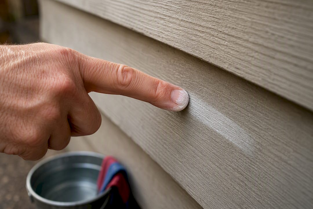 Chalky residue on finger from siding