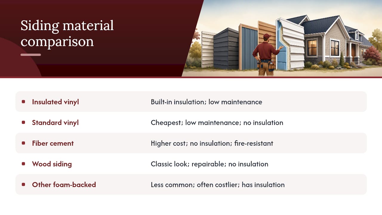 Comparison of common siding material trade-offs