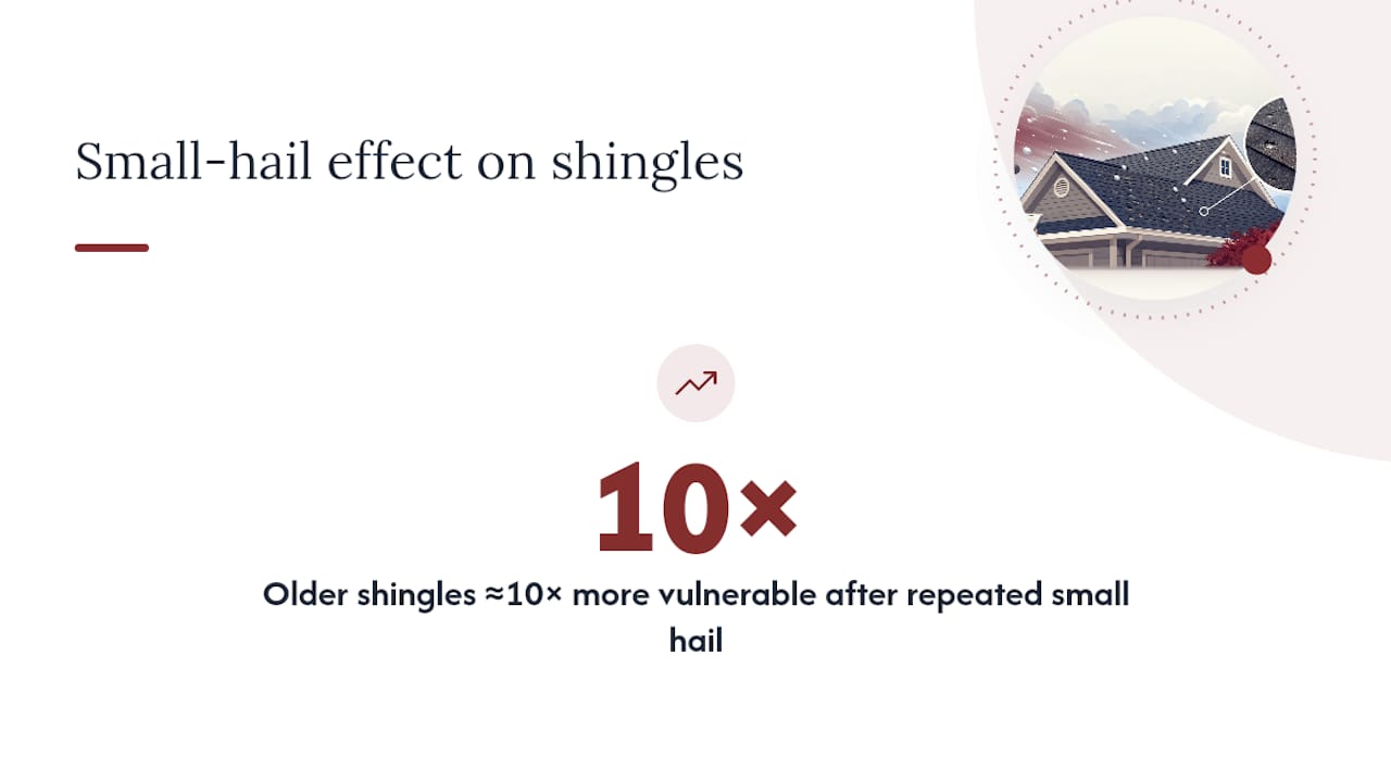 Aging shingles become more vulnerable to hail