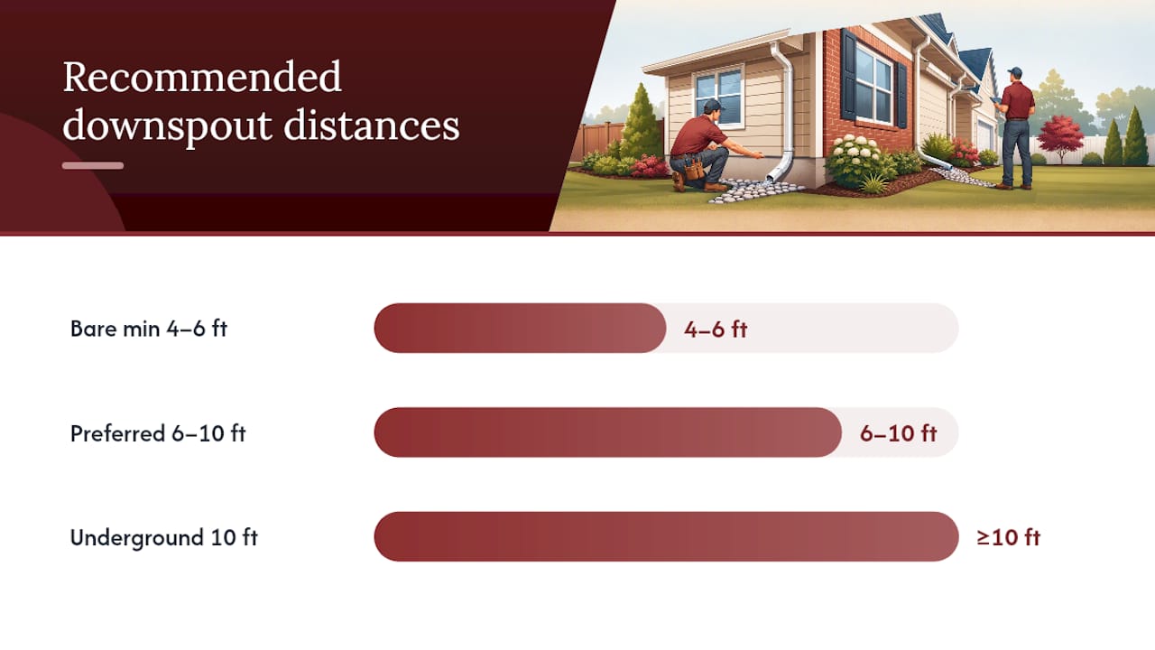 Downspout distance and slope recommendations